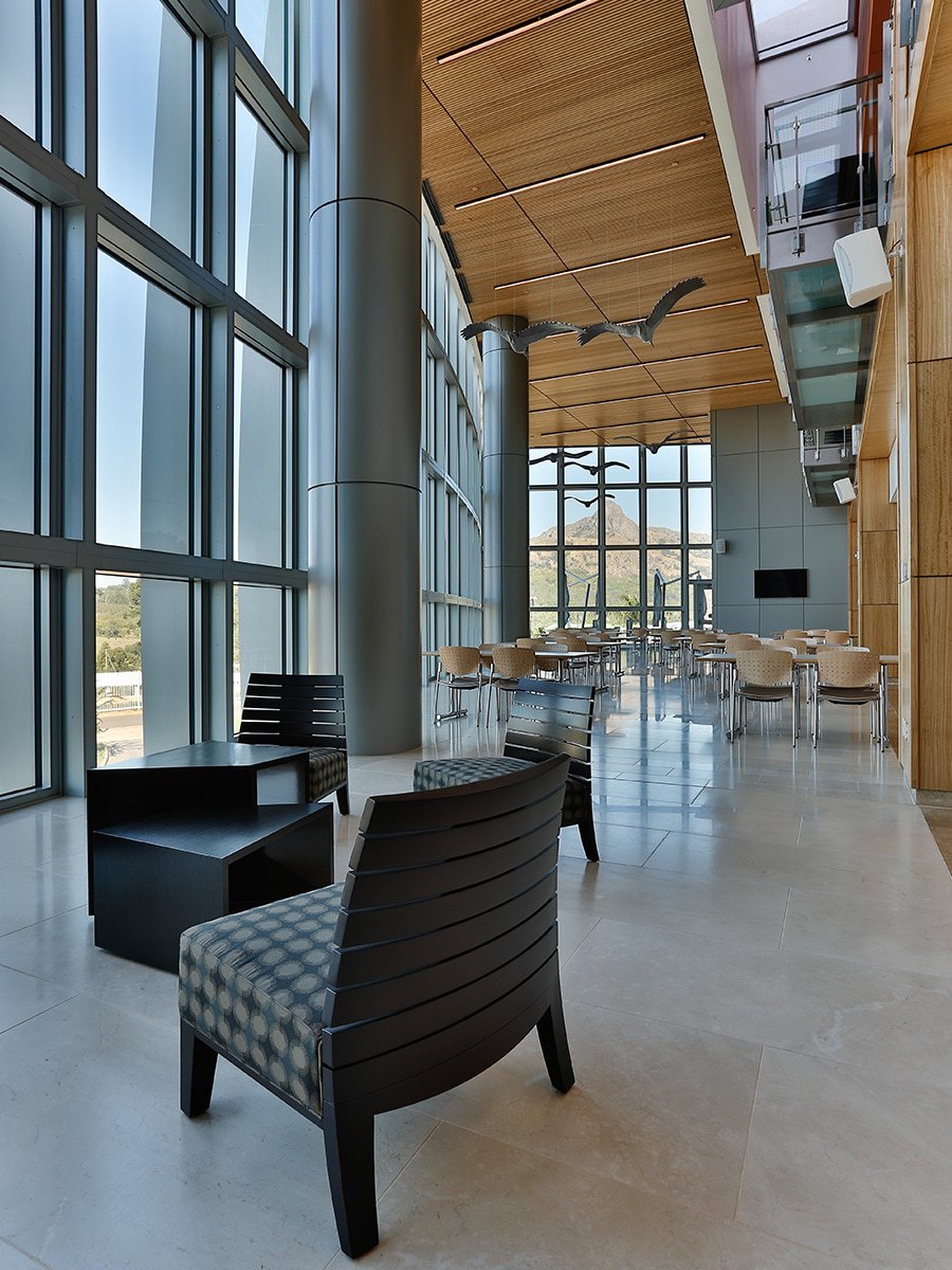 View of the Eswatini landmark Execution Rock within the US Embassy's new office building gallery