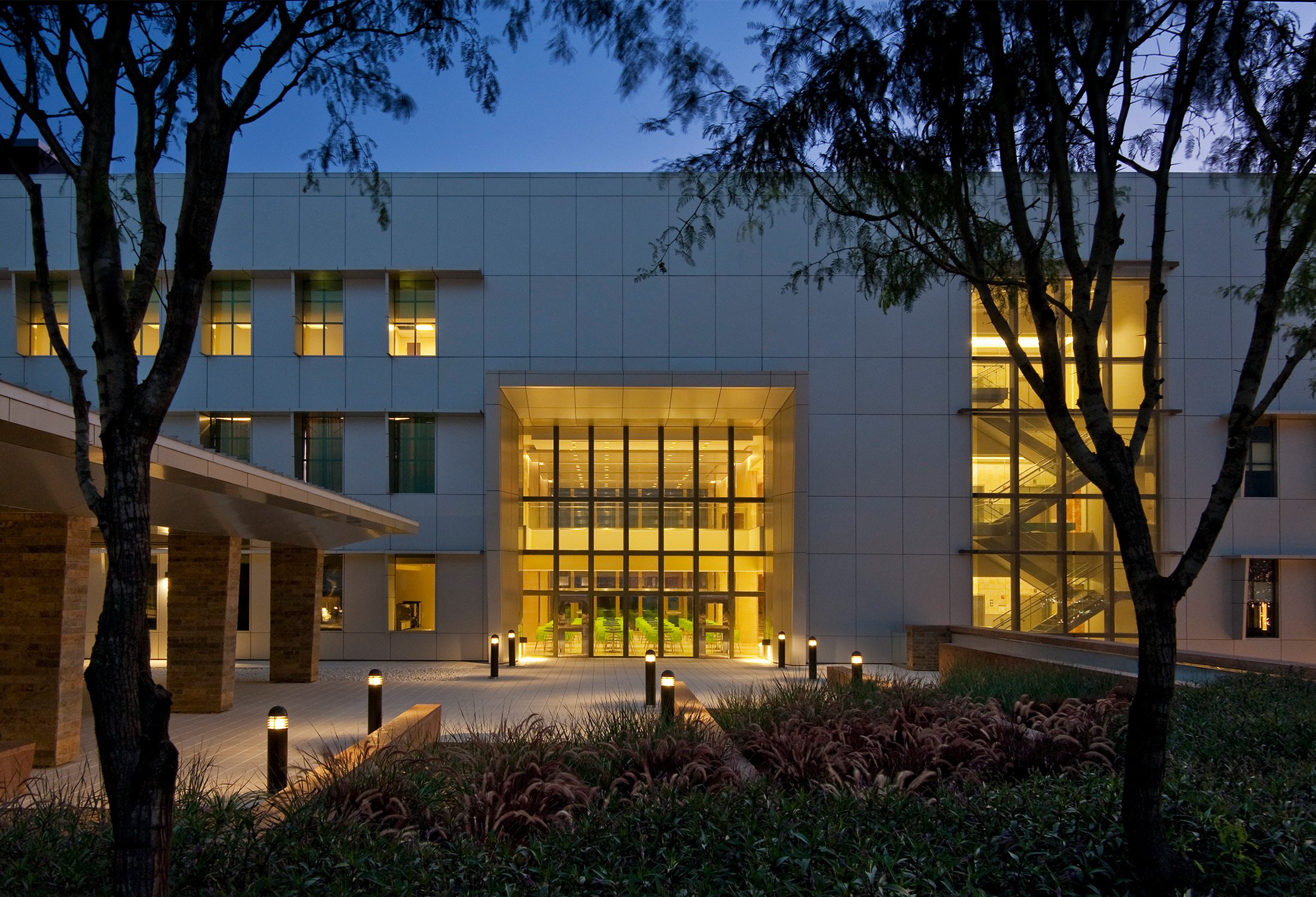 Night view of the new chancery at the US Consulate in Monterrey, Mexico